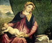 Paris Bordone Madonna with Sleeping Child oil painting